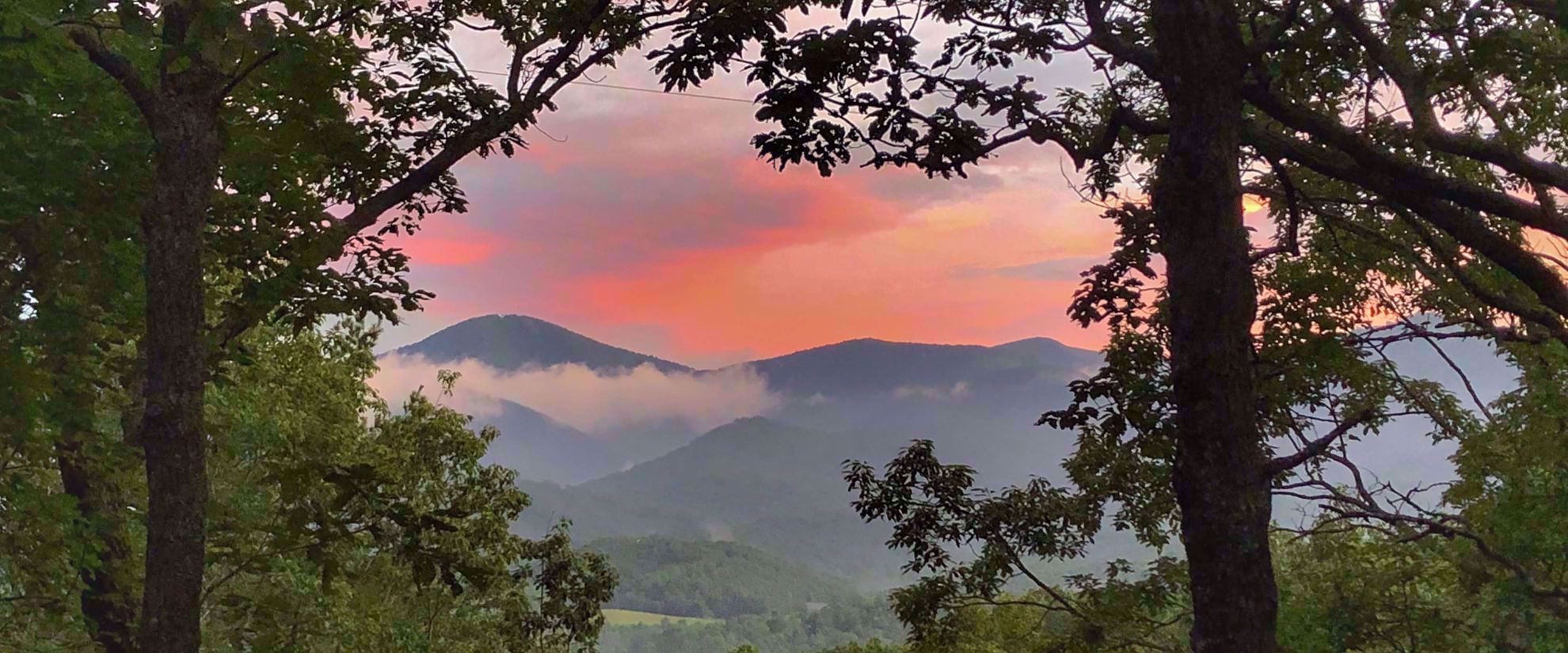 beautiful red sunset in appalachian mountains