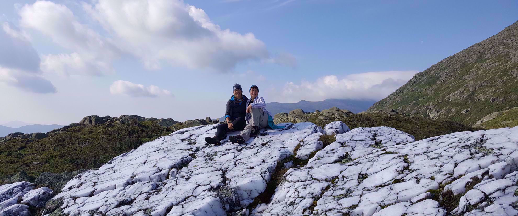 two women pose for photo on appalachian trail hike