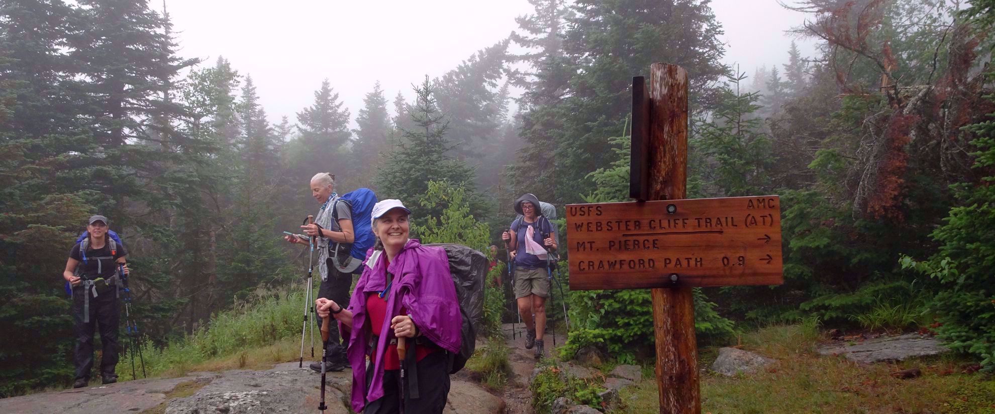 mt pierce sign appalachian trail women's group travel hike