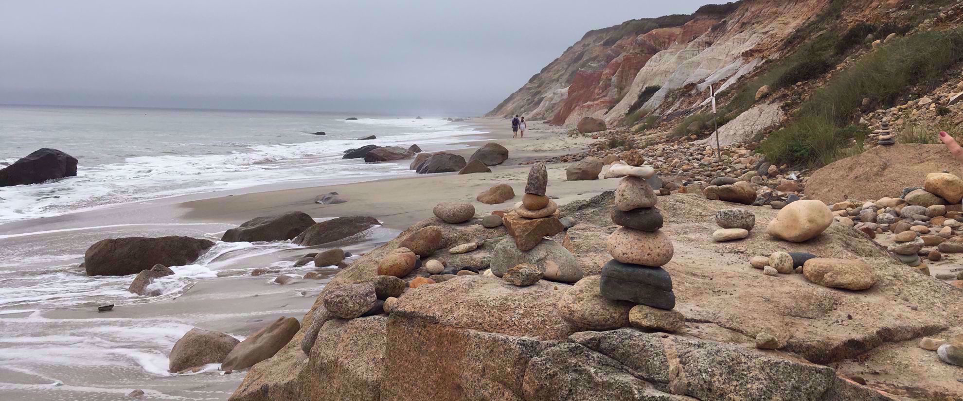 Rocks stacked on beach in Cape Cod