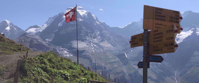 swiss flag and street sign