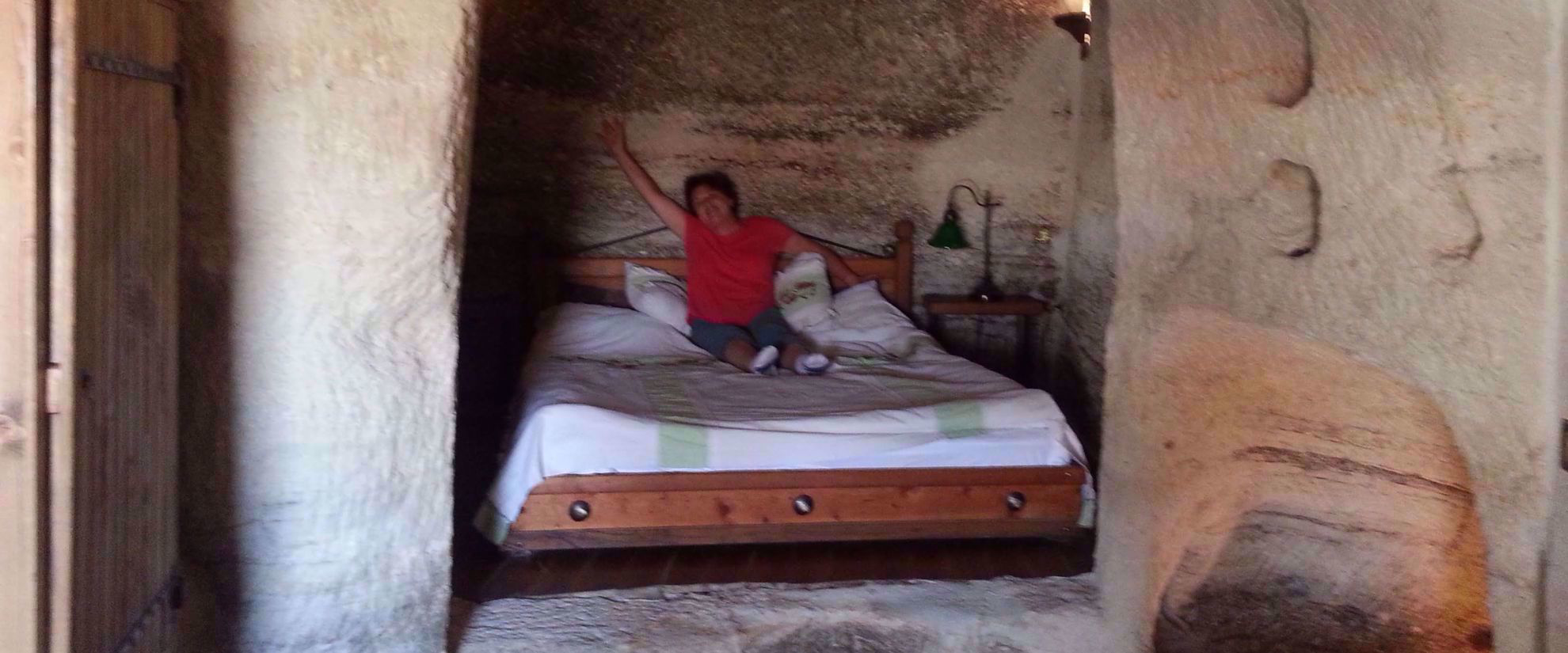 Cave hotel bed in turkey
