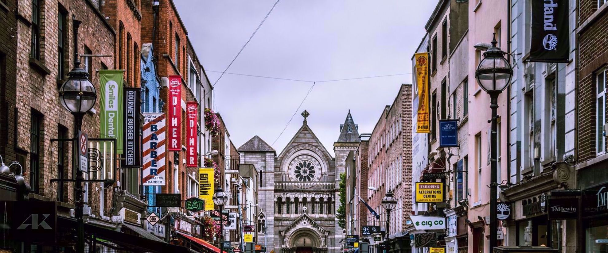 Dublin, Ireland city street view buildings