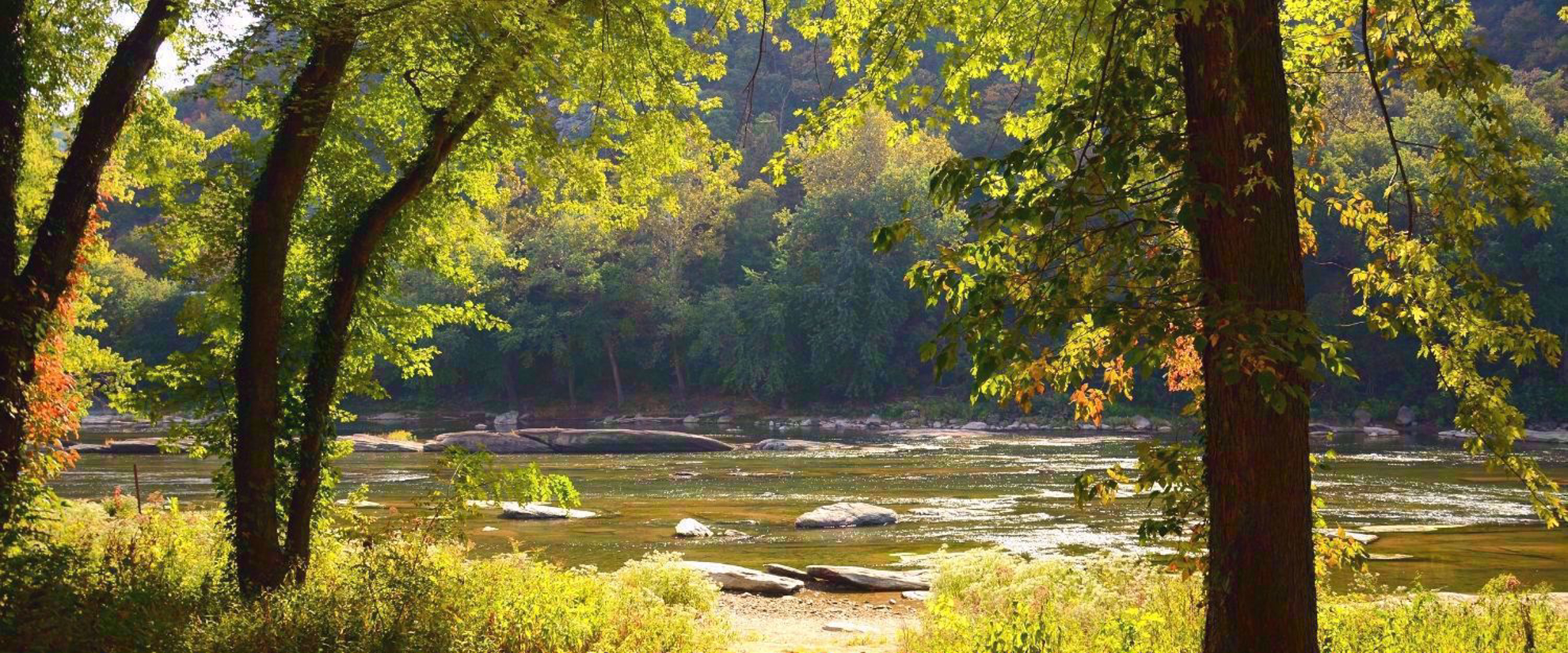 autumn scene in the Appalachian Moutains overlooking river