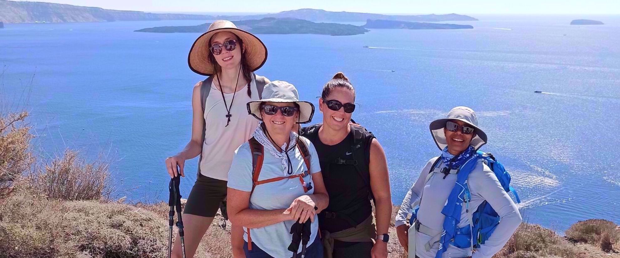hiking the coast of a greek island