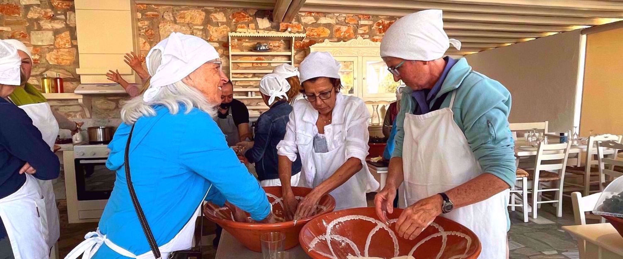 Greek cooking class on an active women's tour