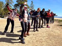 women travel group having fun at Bryce Canyon
